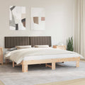Estructura de Cama con Cabecera Tapizada Taupé 200 x 200 cm