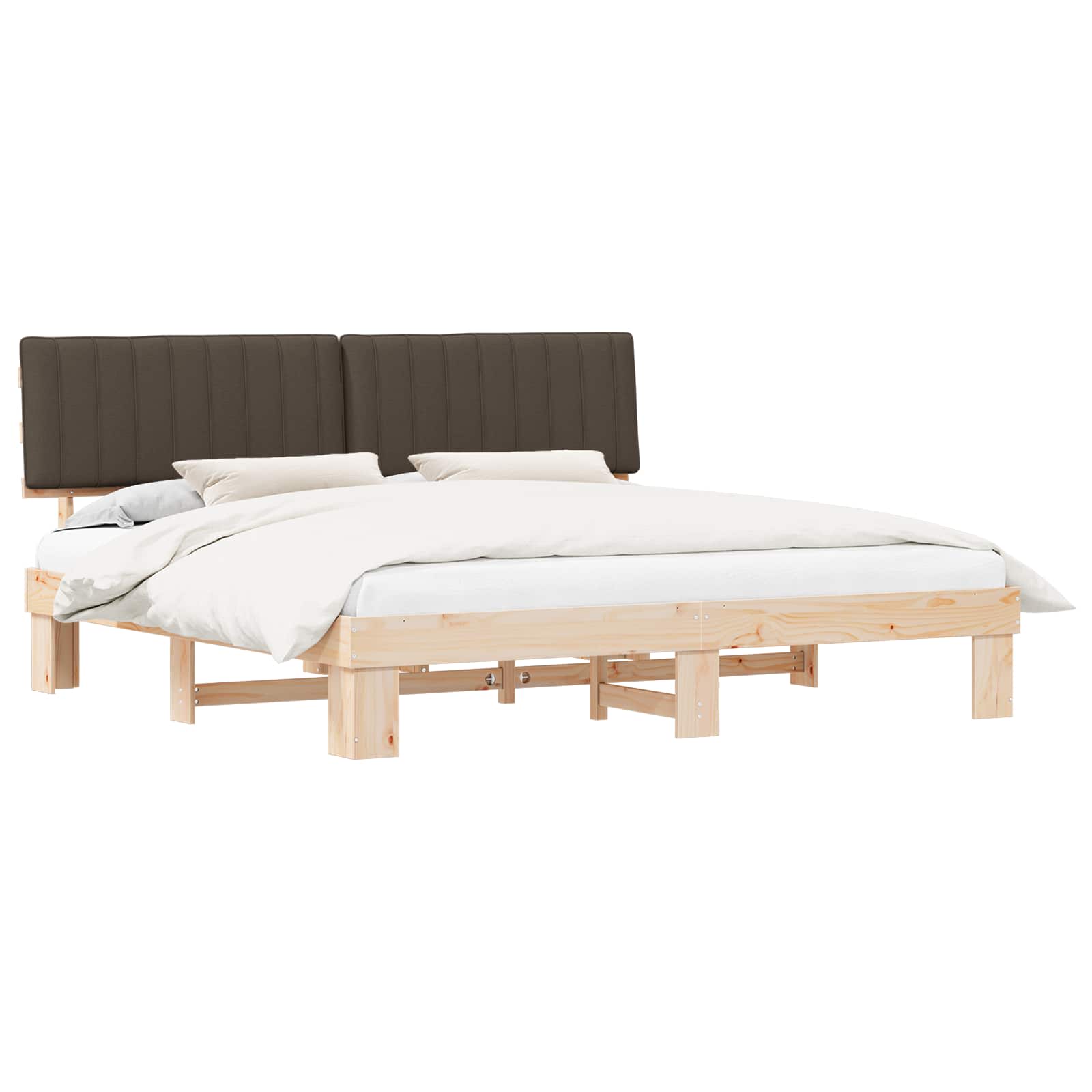 Estructura de Cama con Cabecera Tapizada Taupé 200 x 200 cm