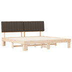 Estructura de Cama con Cabecera Tapizada Taupé 200 x 200 cm