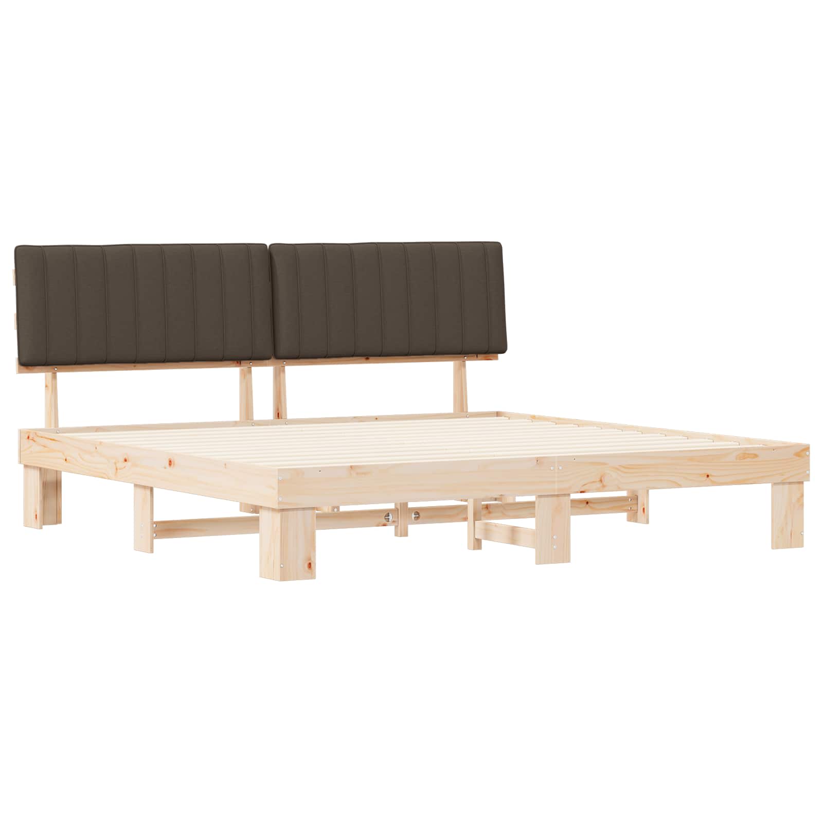 Estructura de Cama con Cabecera Tapizada Taupé 200 x 200 cm