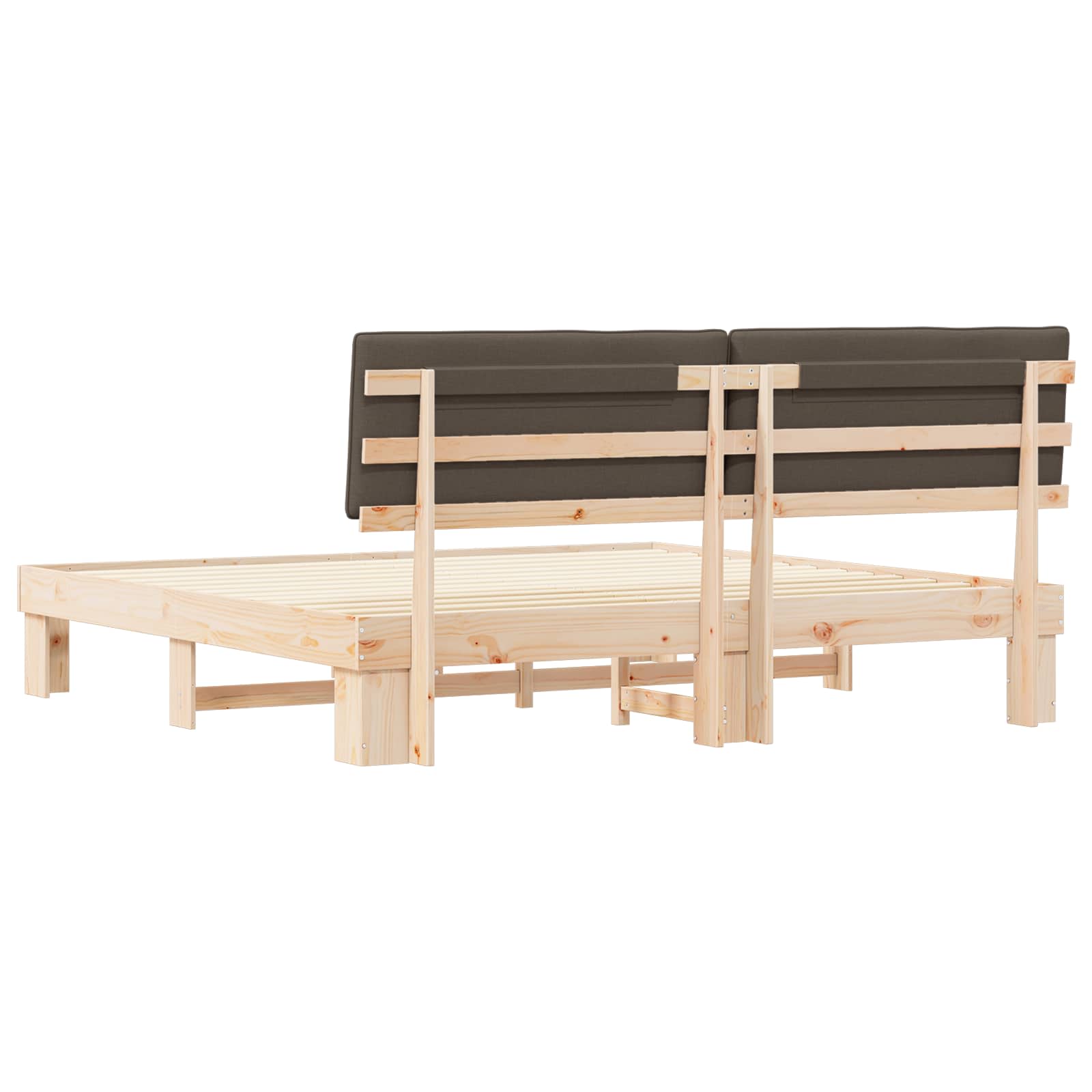 Estructura de Cama con Cabecera Tapizada Taupé 200 x 200 cm
