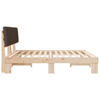 Estructura de Cama con Cabecera Tapizada Taupé 200 x 200 cm