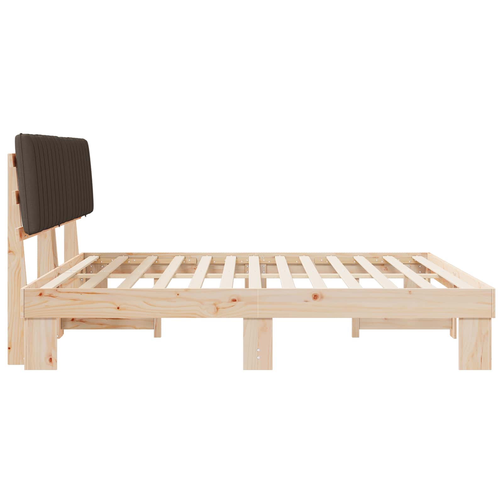 Estructura de Cama con Cabecera Tapizada Taupé 200 x 200 cm