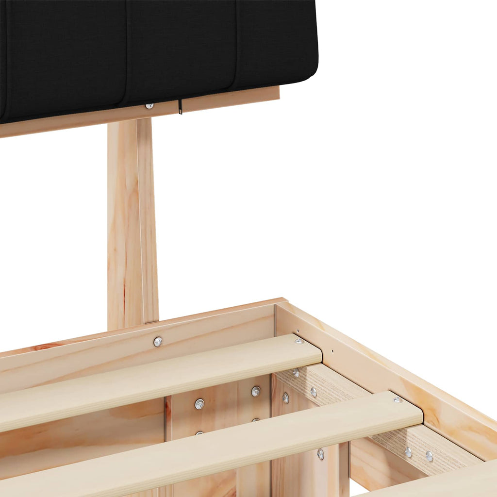 Estructura de Cama con Cabecera Tapizada Negro 180 x 200 cm