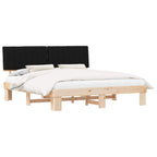 Estructura de Cama con Cabecera Tapizada Negro 180 x 200 cm