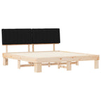 Estructura de Cama con Cabecera Tapizada Negro 180 x 200 cm