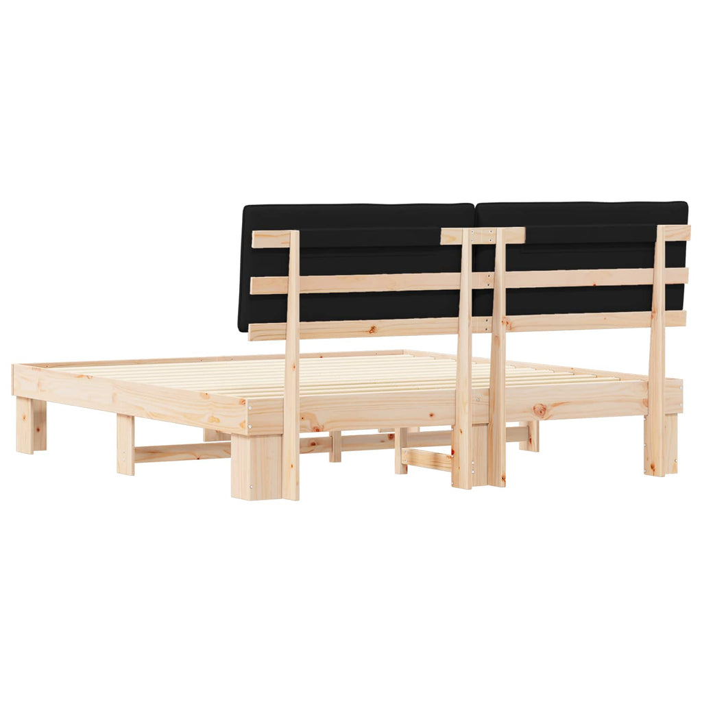 Estructura de Cama con Cabecera Tapizada Negro 180 x 200 cm