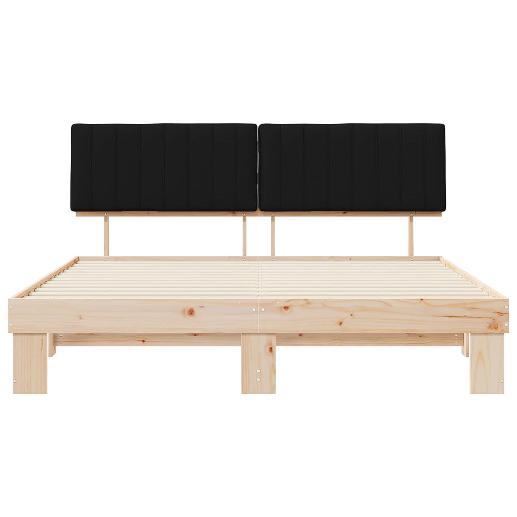 Estructura de Cama con Cabecera Tapizada Negro 180 x 200 cm