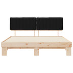 Estructura de Cama con Cabecera Tapizada Negro 180 x 200 cm