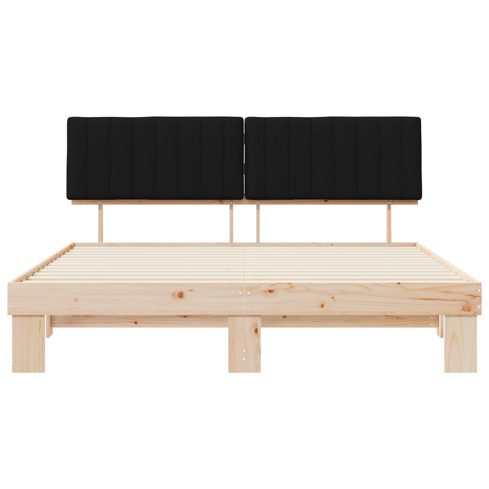Estructura de Cama con Cabecera Tapizada Negro 180 x 200 cm