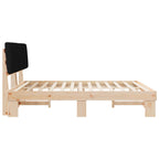 Estructura de Cama con Cabecera Tapizada Negro 180 x 200 cm