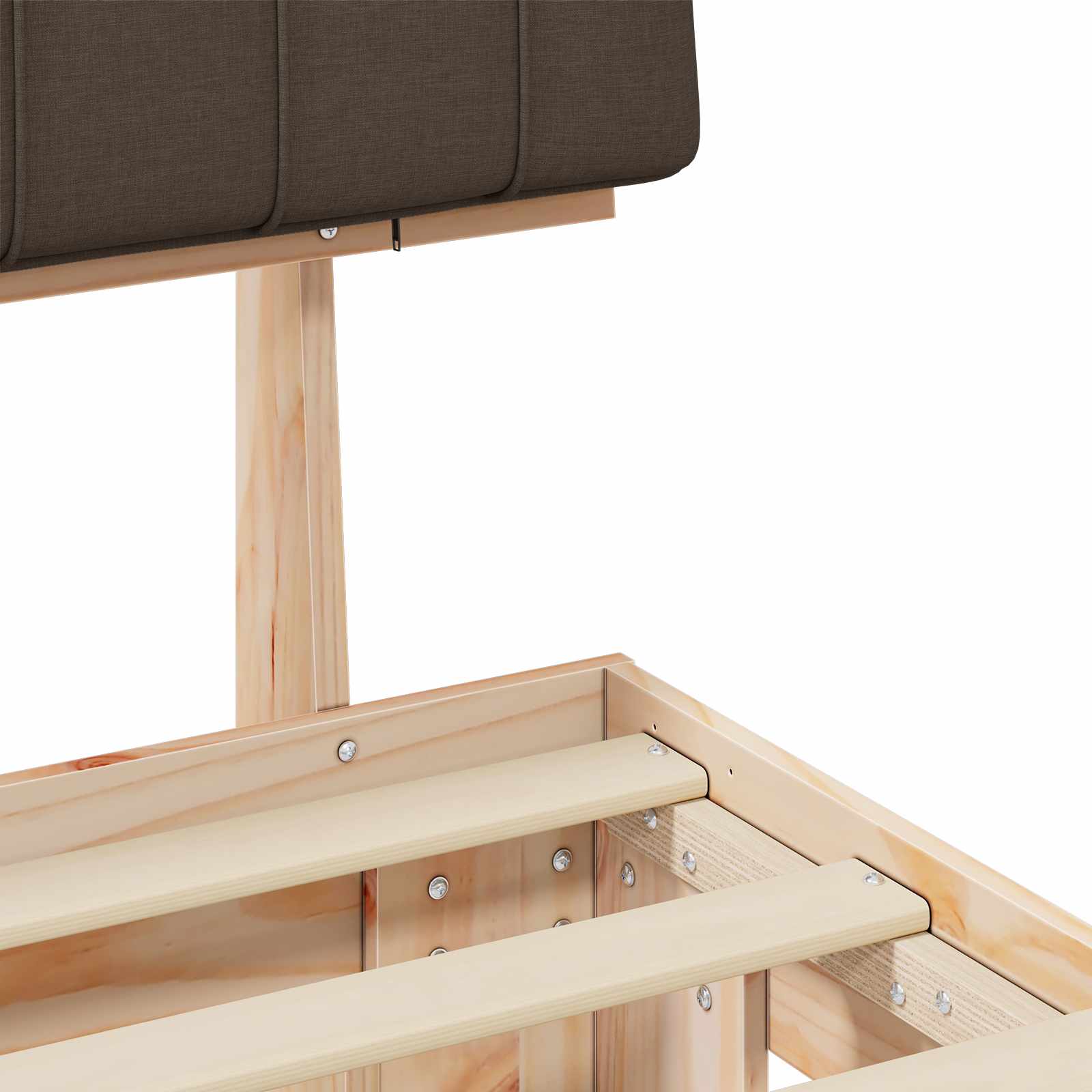 Estructura de Cama con Cabecera Tapizada Taupé 180 x 200 cm