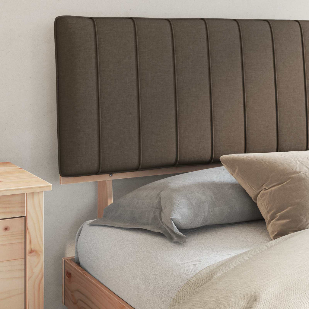 Estructura de Cama con Cabecera Tapizada Taupé 180 x 200 cm