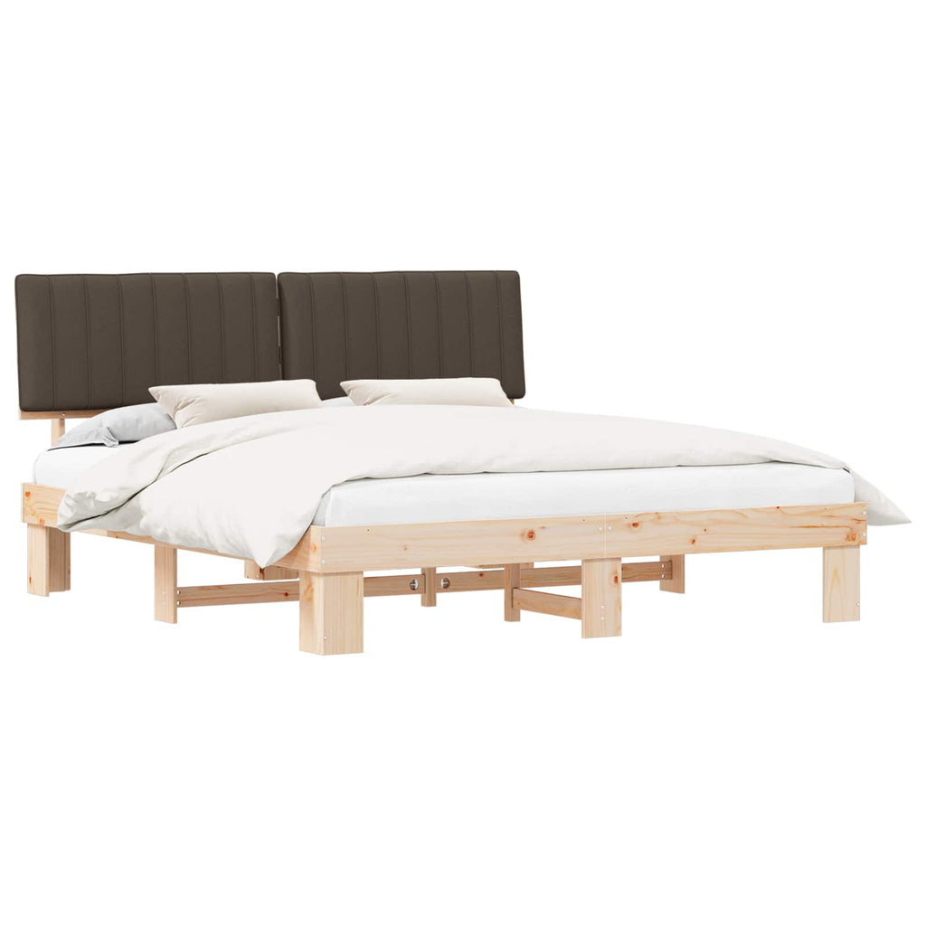 Estructura de Cama con Cabecera Tapizada Taupé 180 x 200 cm