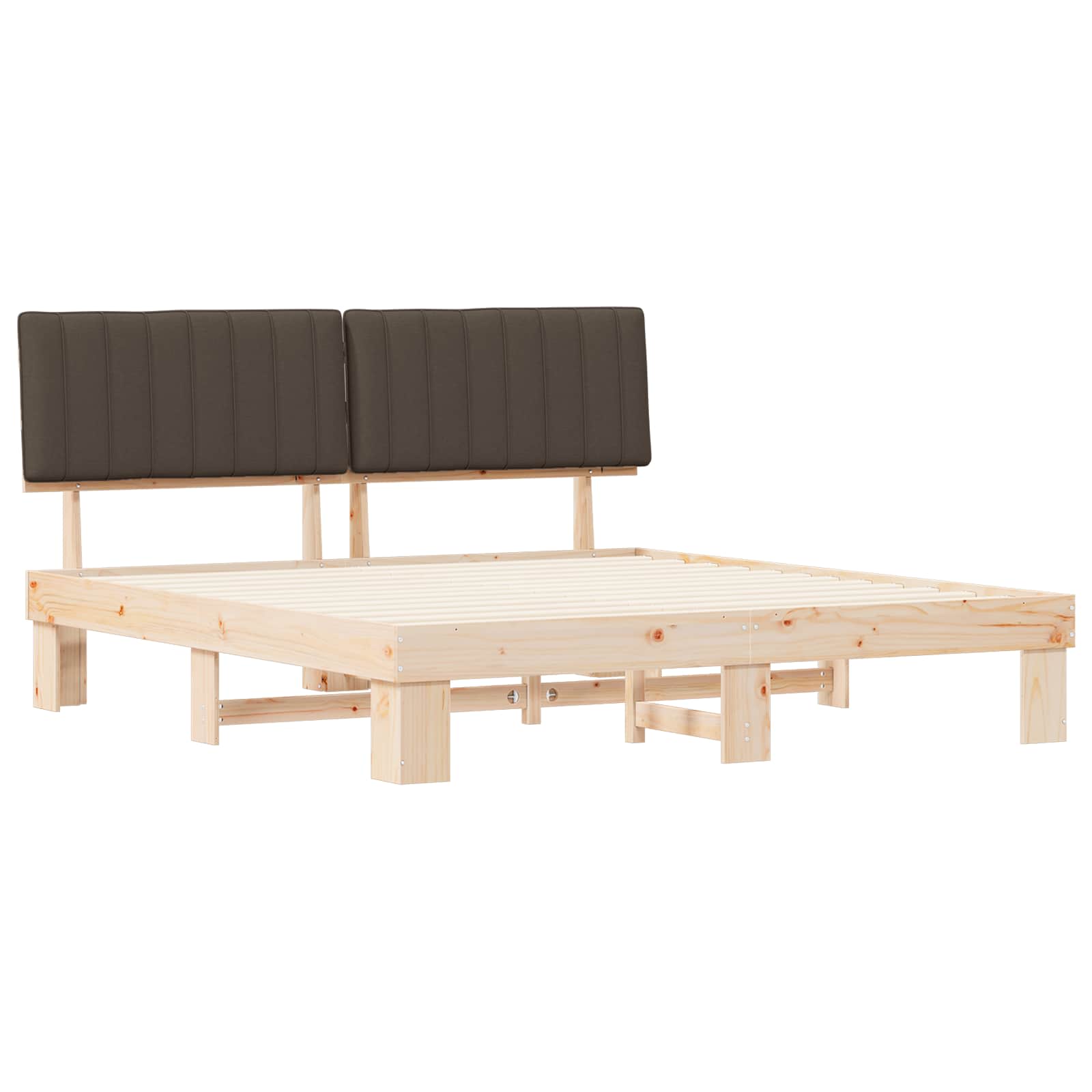 Estructura de Cama con Cabecera Tapizada Taupé 180 x 200 cm