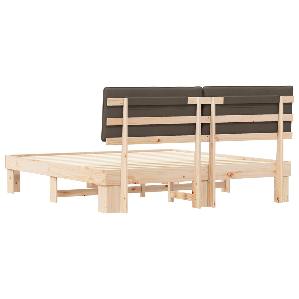 Estructura de Cama con Cabecera Tapizada Taupé 180 x 200 cm