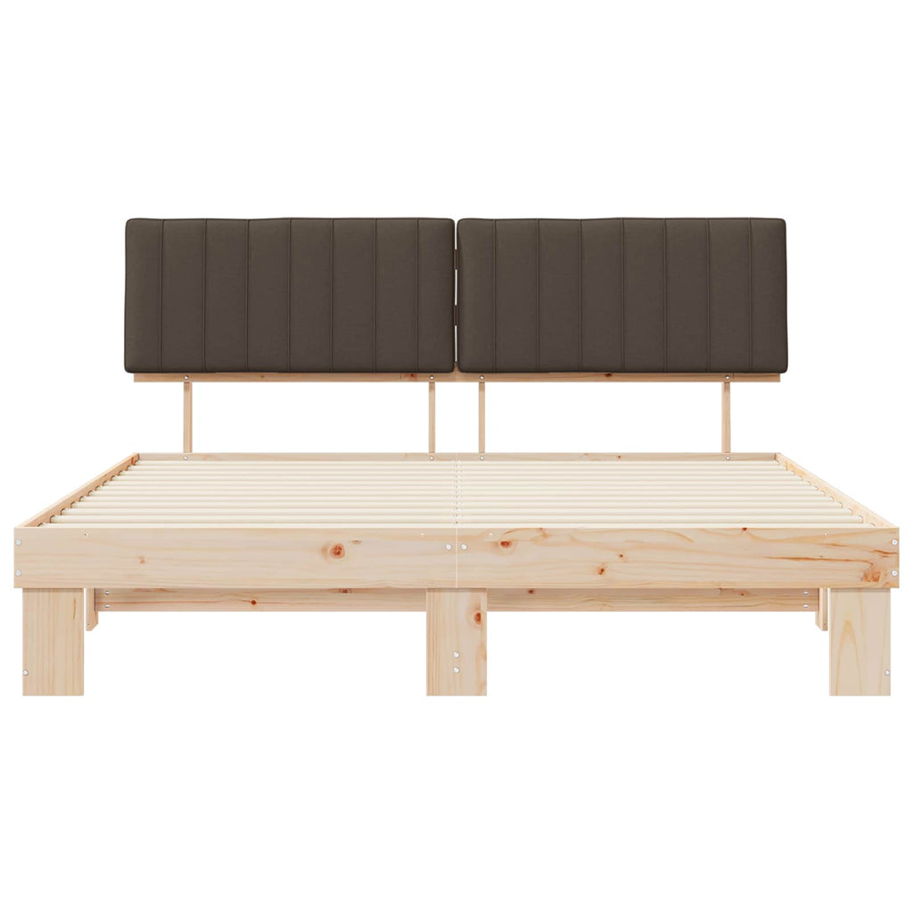 Estructura de Cama con Cabecera Tapizada Taupé 180 x 200 cm