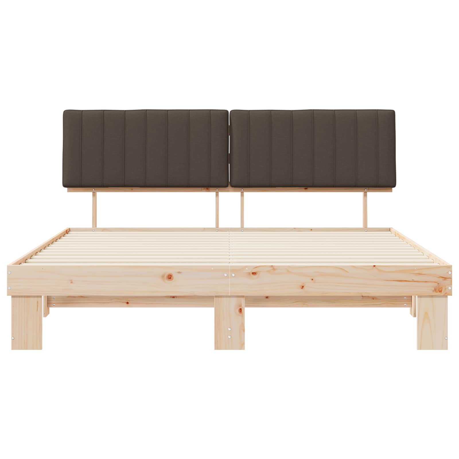 Estructura de Cama con Cabecera Tapizada Taupé 180 x 200 cm