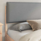 Estructura de Cama con Cabecera Tapizada Gris Claro