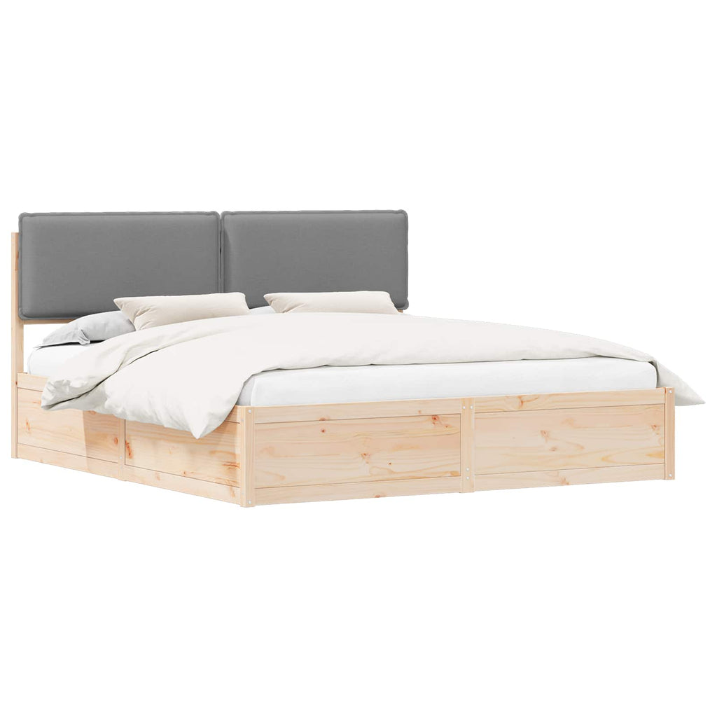 Estructura de Cama con Cabecera Tapizada Gris Claro