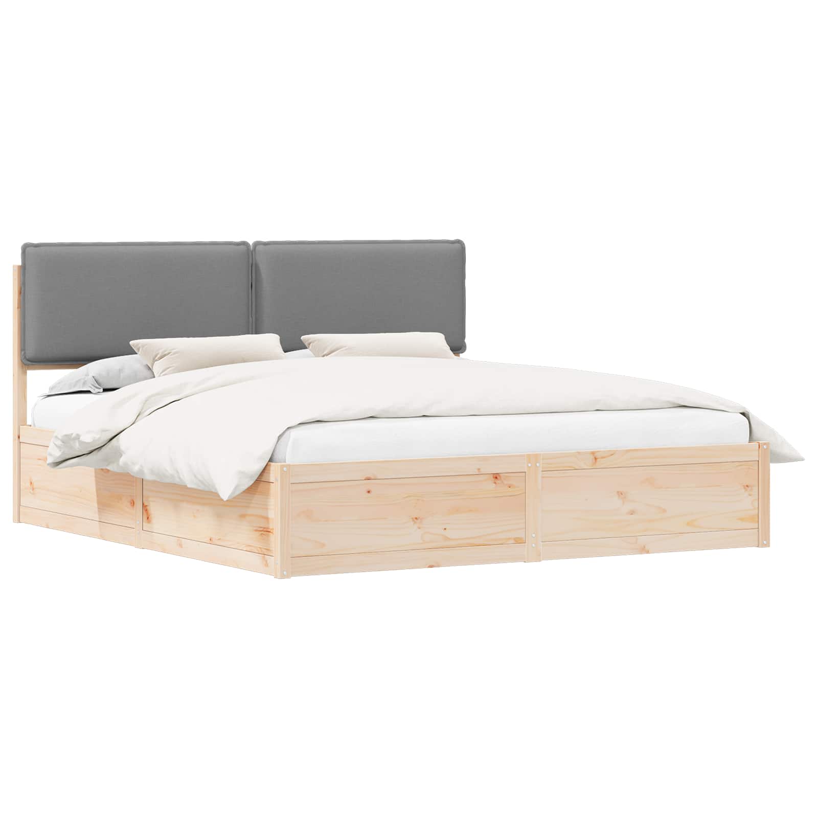 Estructura de Cama con Cabecera Tapizada Gris Claro