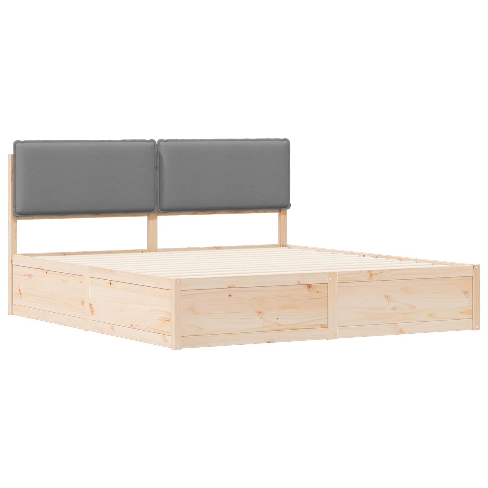 Estructura de Cama con Cabecera Tapizada Gris Claro