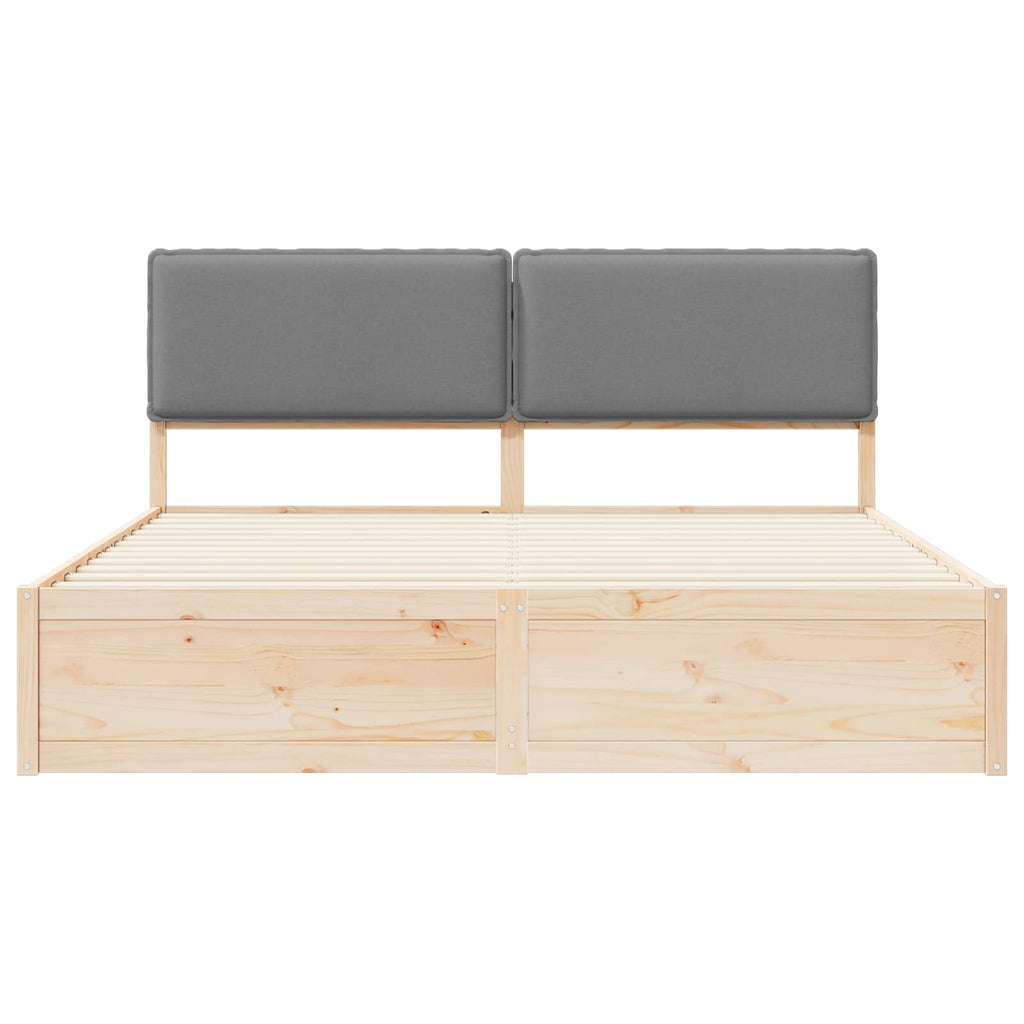 Estructura de Cama con Cabecera Tapizada Gris Claro