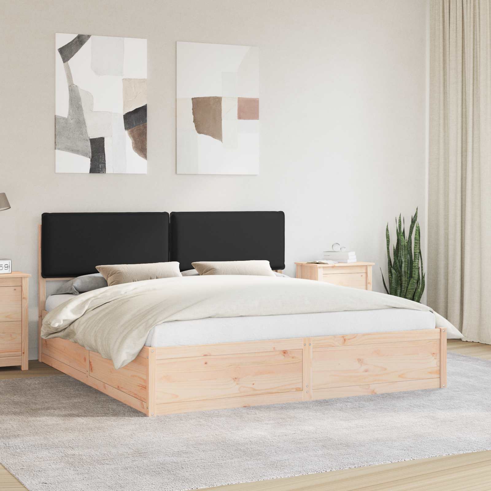 Estrutura de Cama com Cabeceira Estofada Cinzento Claro