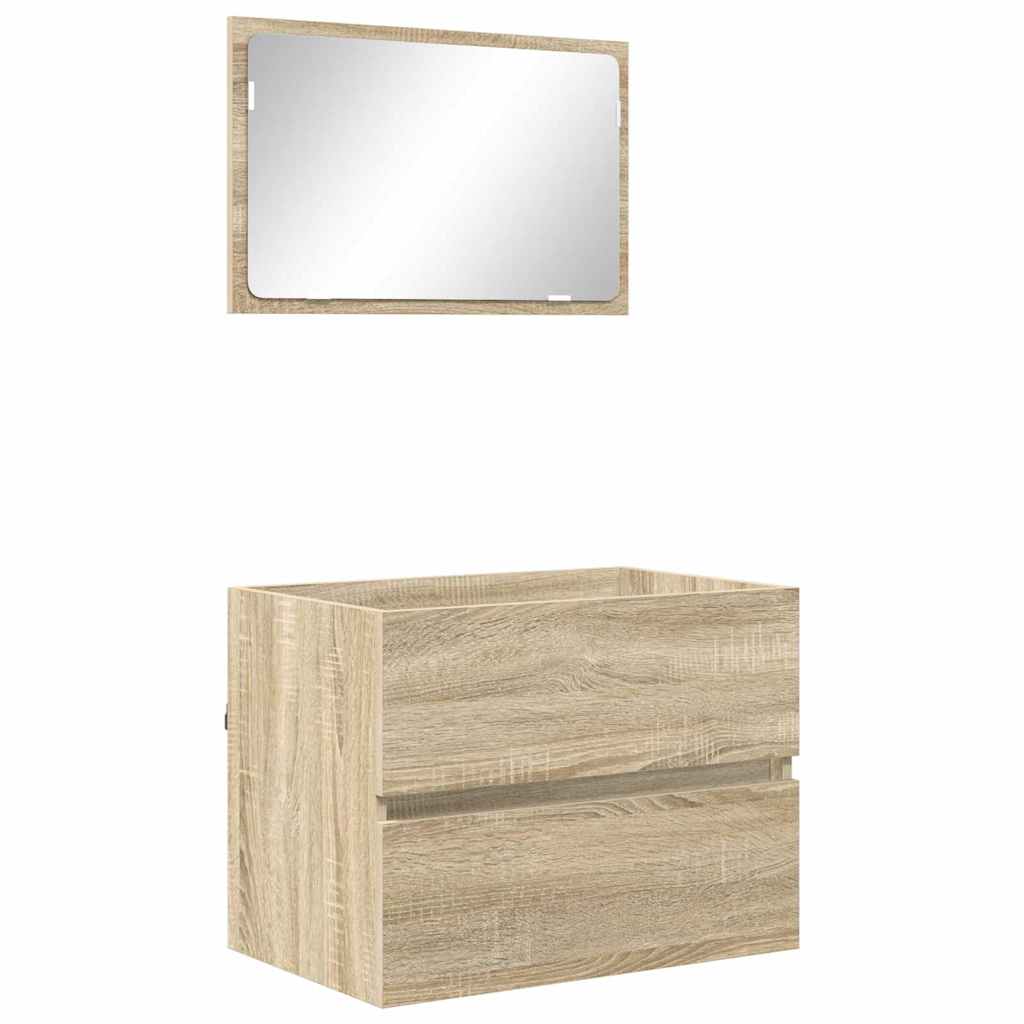 Juego de muebles de baño Roble Sonoma Madera contrachapada