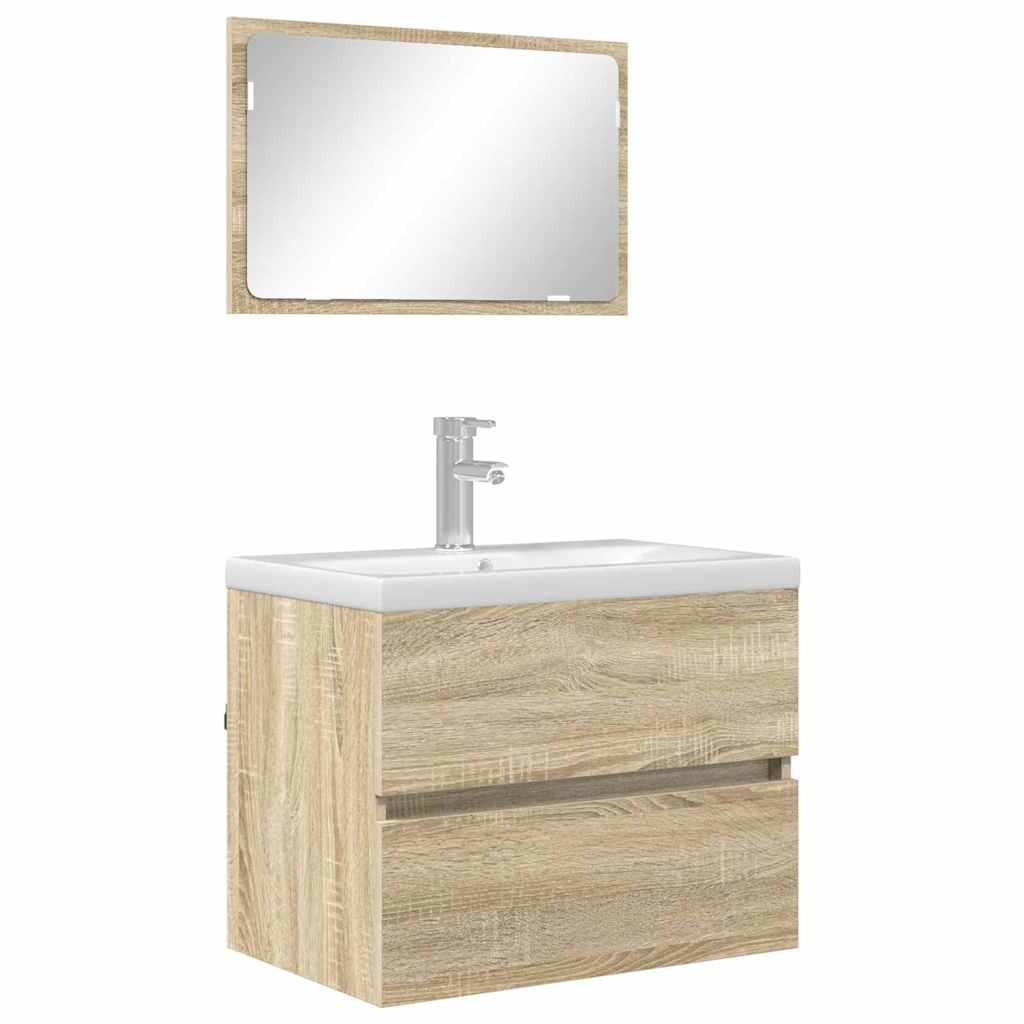 Juego de muebles de baño Roble Sonoma Madera contrachapada