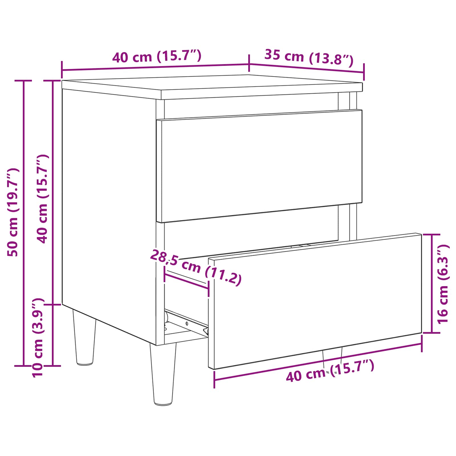 Armarios de cama 2 pcs Roble artesanal 40 x 35 x 50 cm