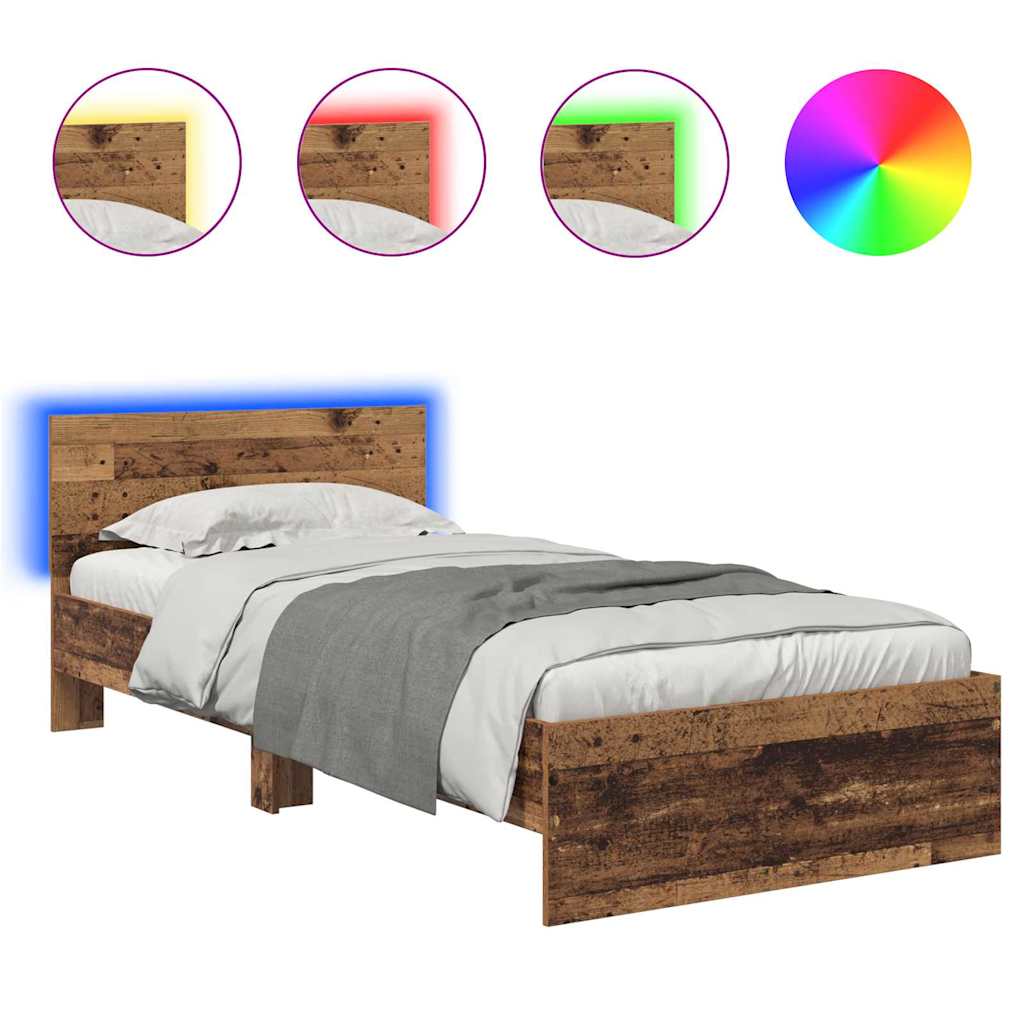 Estructura de cama con cabecera Madera Vieja 100 x 200 cm