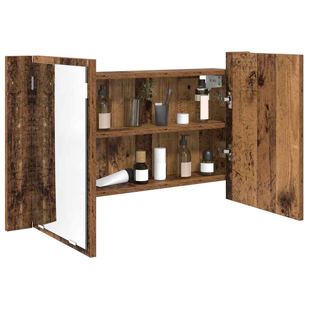 Armario con espejo de baño Madera Vieja 80 x 12 x 45 cm