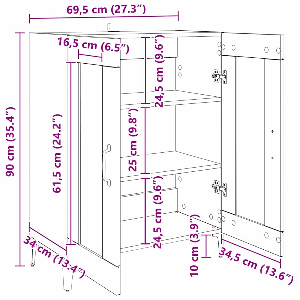 Vitrina Madera Vieja 69,5 x 34 x 90 cm Madera contrachapada