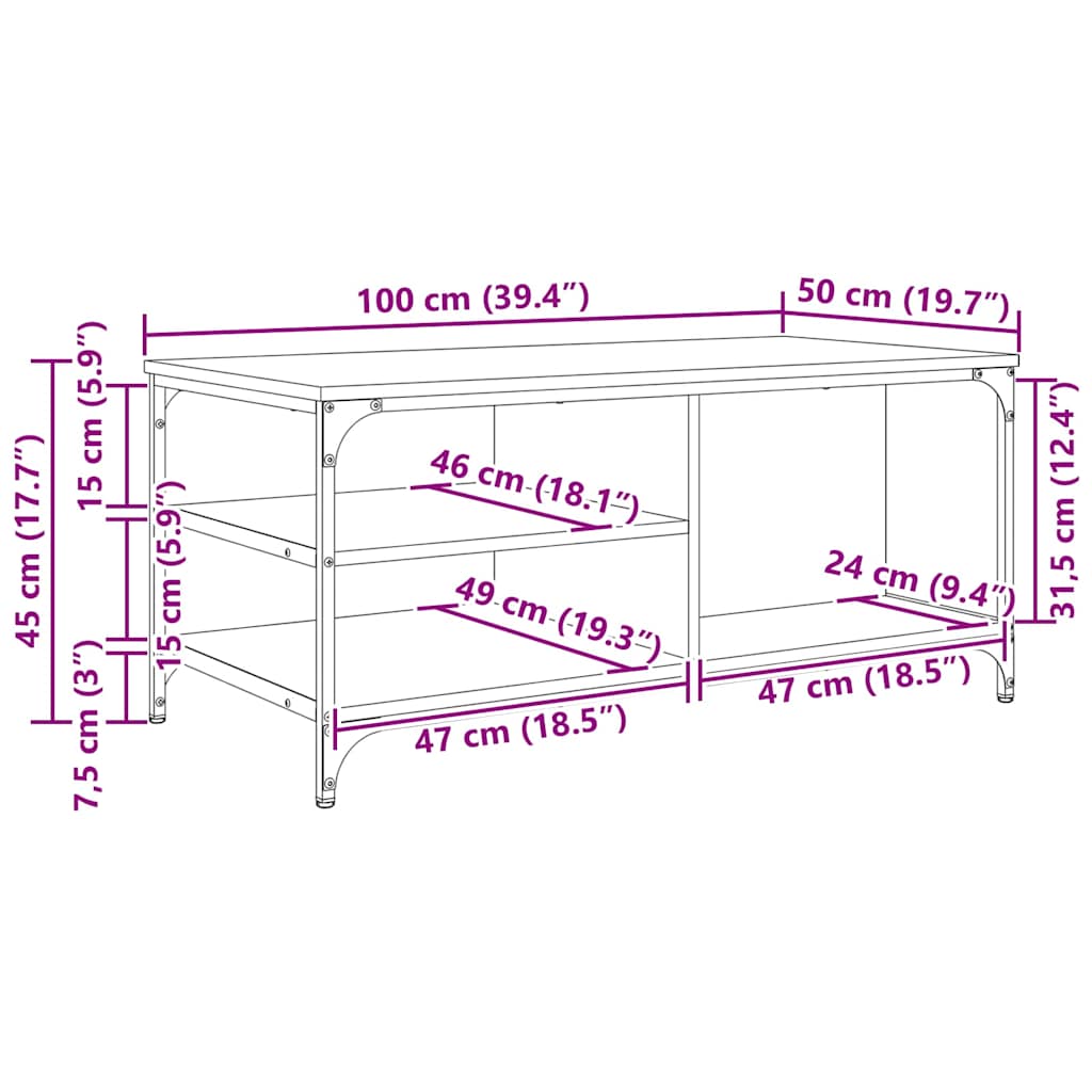 Mesa de Café Madera Vieja 100 x 50 x 45 cm Madera contrachapada