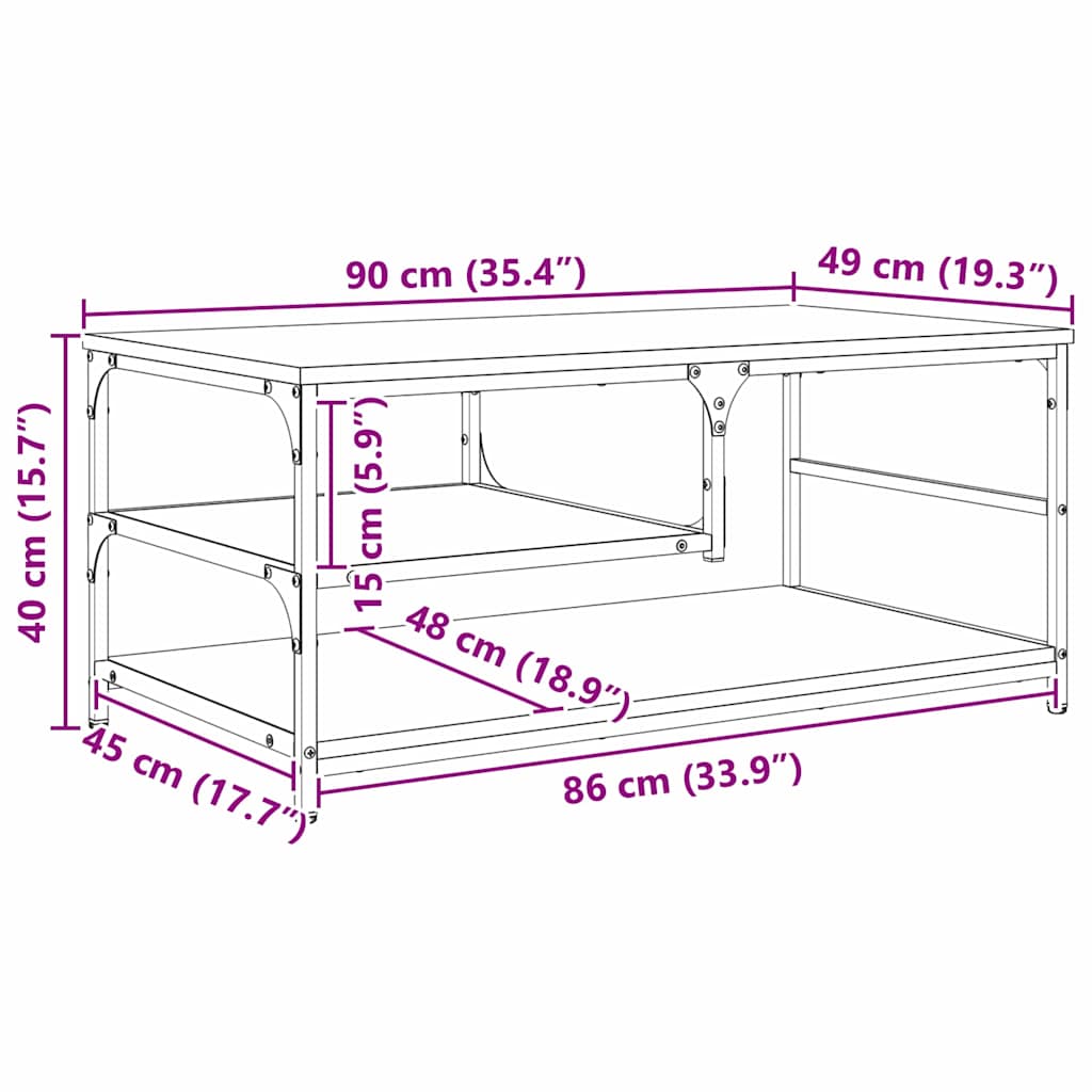 Mesa de Café Madera Vieja 90 x 49 x 40 cm Madera contrachapada