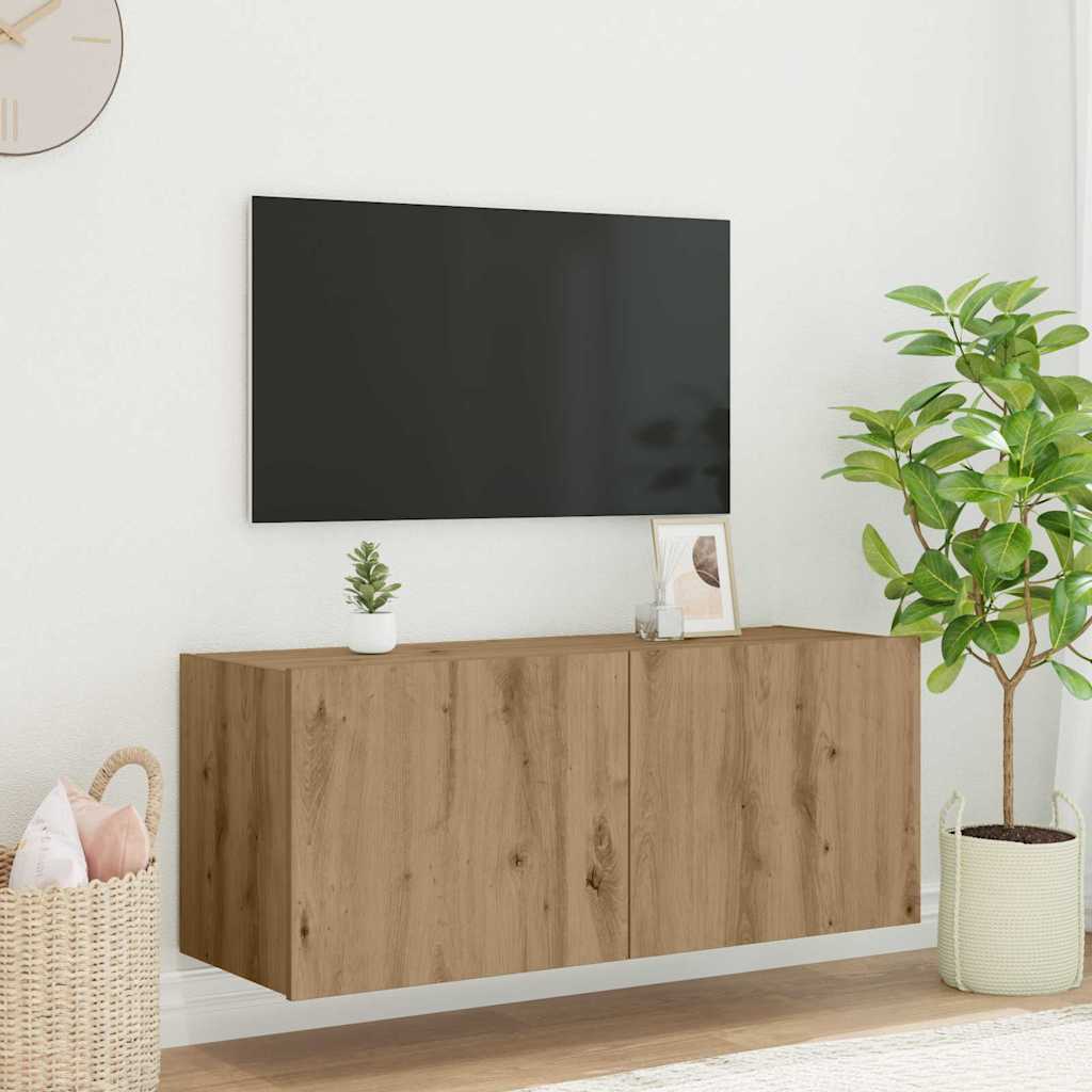 Mueble de TV Montado en la Pared con LED 2 pcs Madera vieja