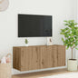 Mueble de TV Montado en la Pared con LED 2 pcs Madera vieja
