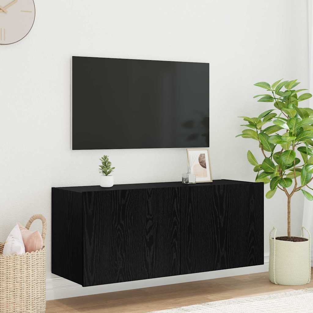Mueble de TV Montado en la Pared con LED 2 pcs Madera vieja