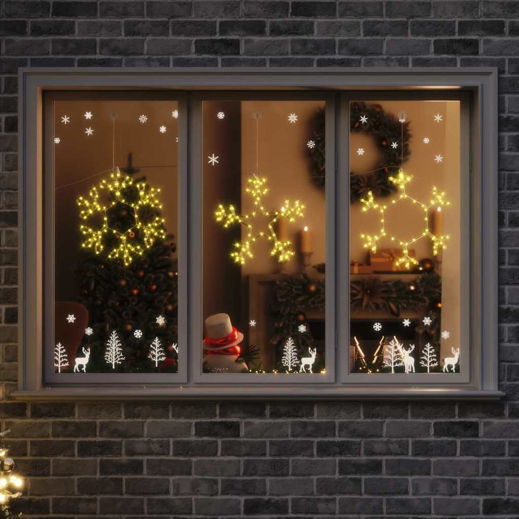 Copos de Nieve Navideños con 252 LED Cálido 44,5 x 38 cm PVC