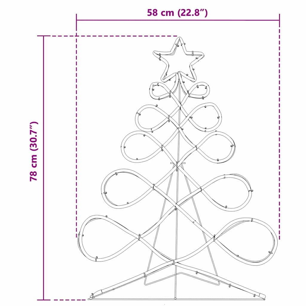 Luz en forma de árbol de Navidad Multicolor 78 x 58 cm PVC