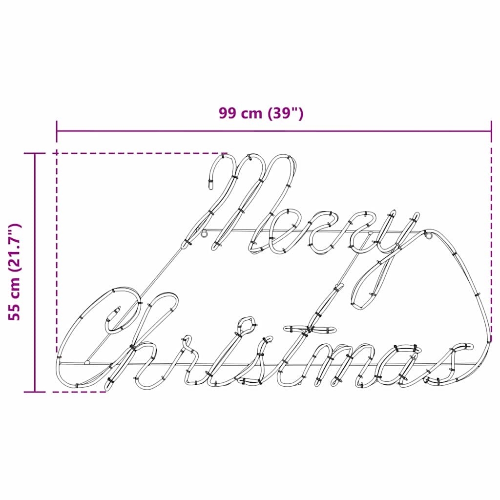 Cartel de Navidad con 216 LED Rojo 99 x 55 x 13 cm Hierro