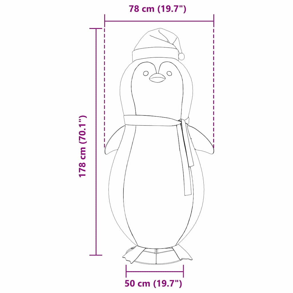 Figura de pingüino de nieve con 600 LED Cálido 78 x 178 cm tela