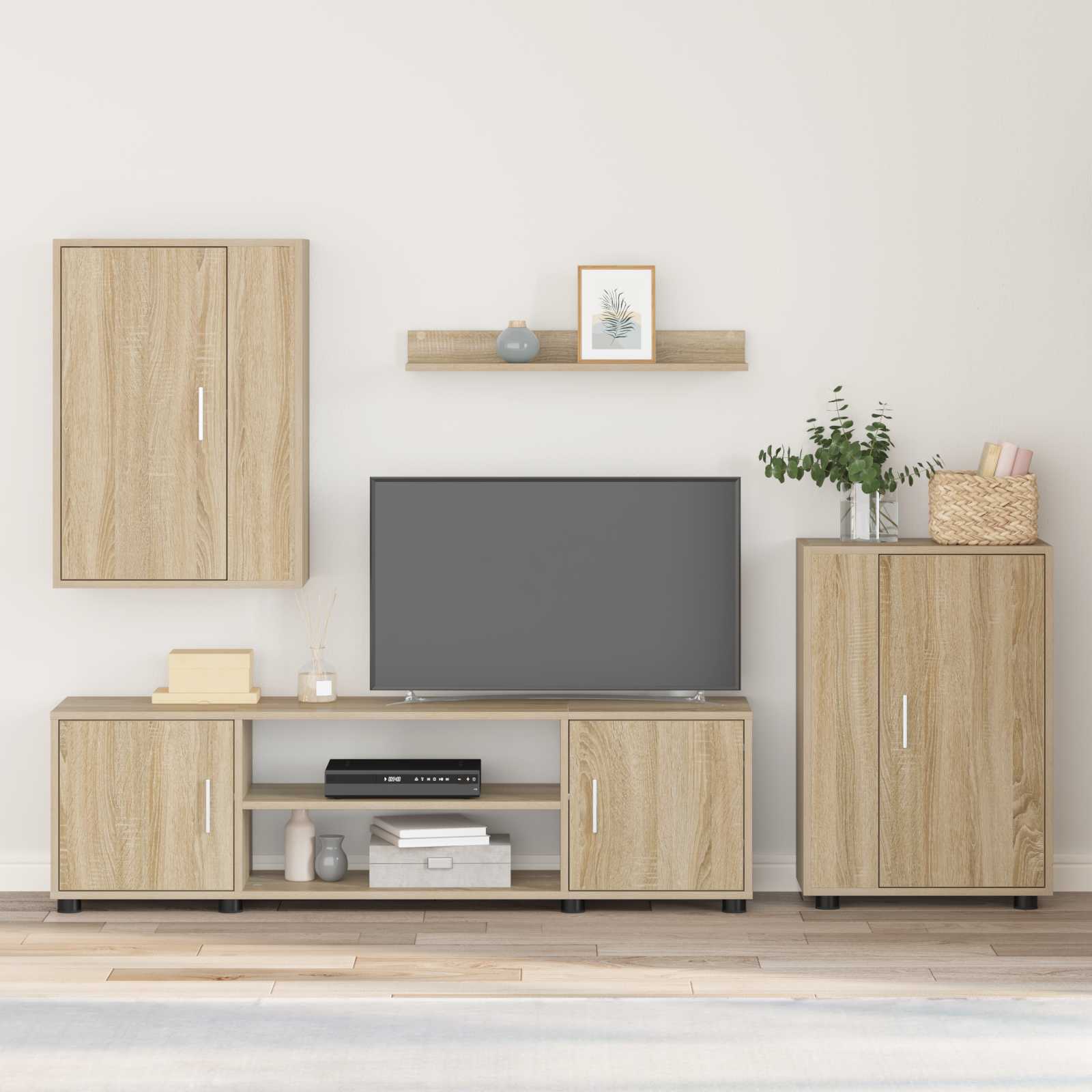 Conjunto de mueble de TV 4 pcs Gris Concreto