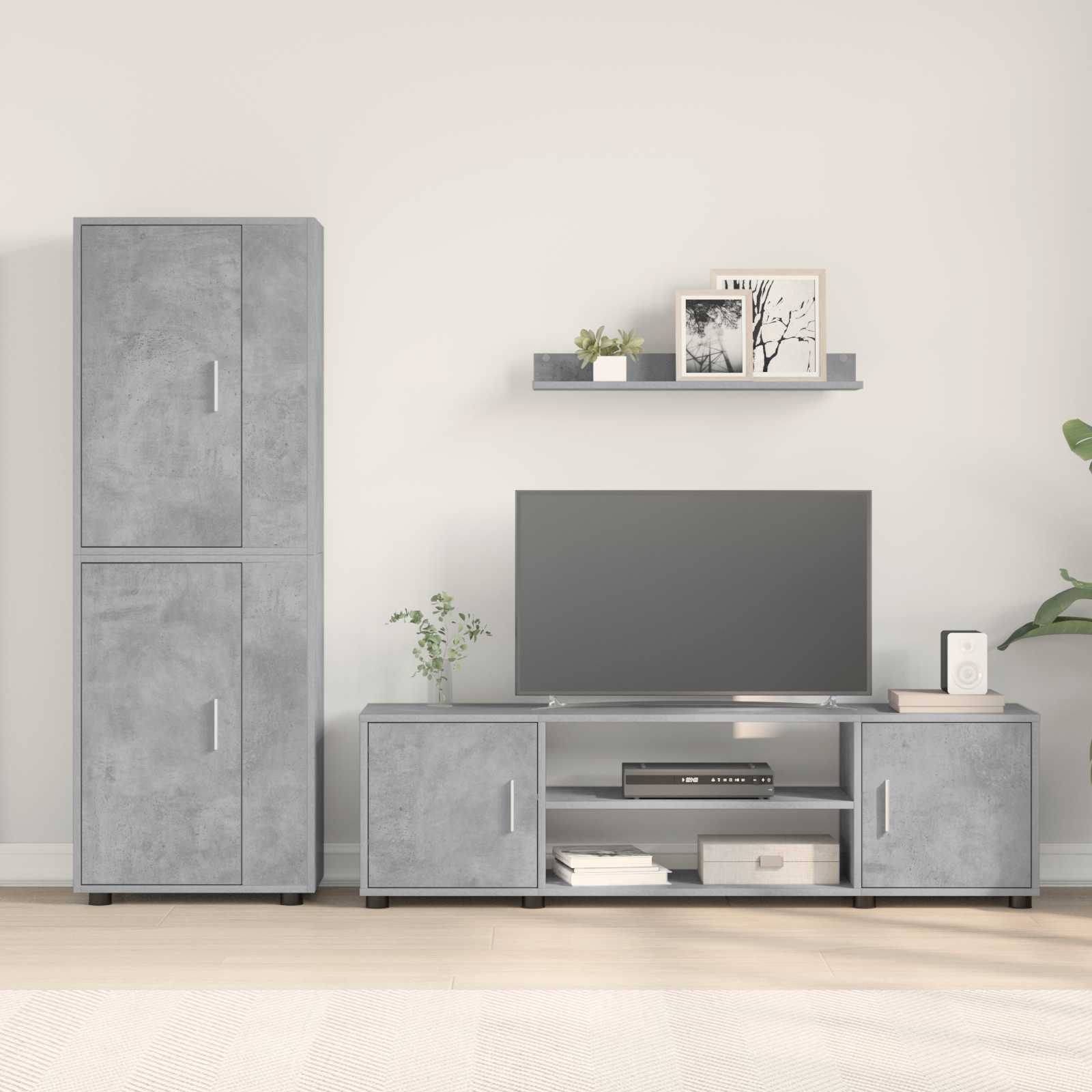Conjunto de mueble de TV 4 pcs Gris Concreto