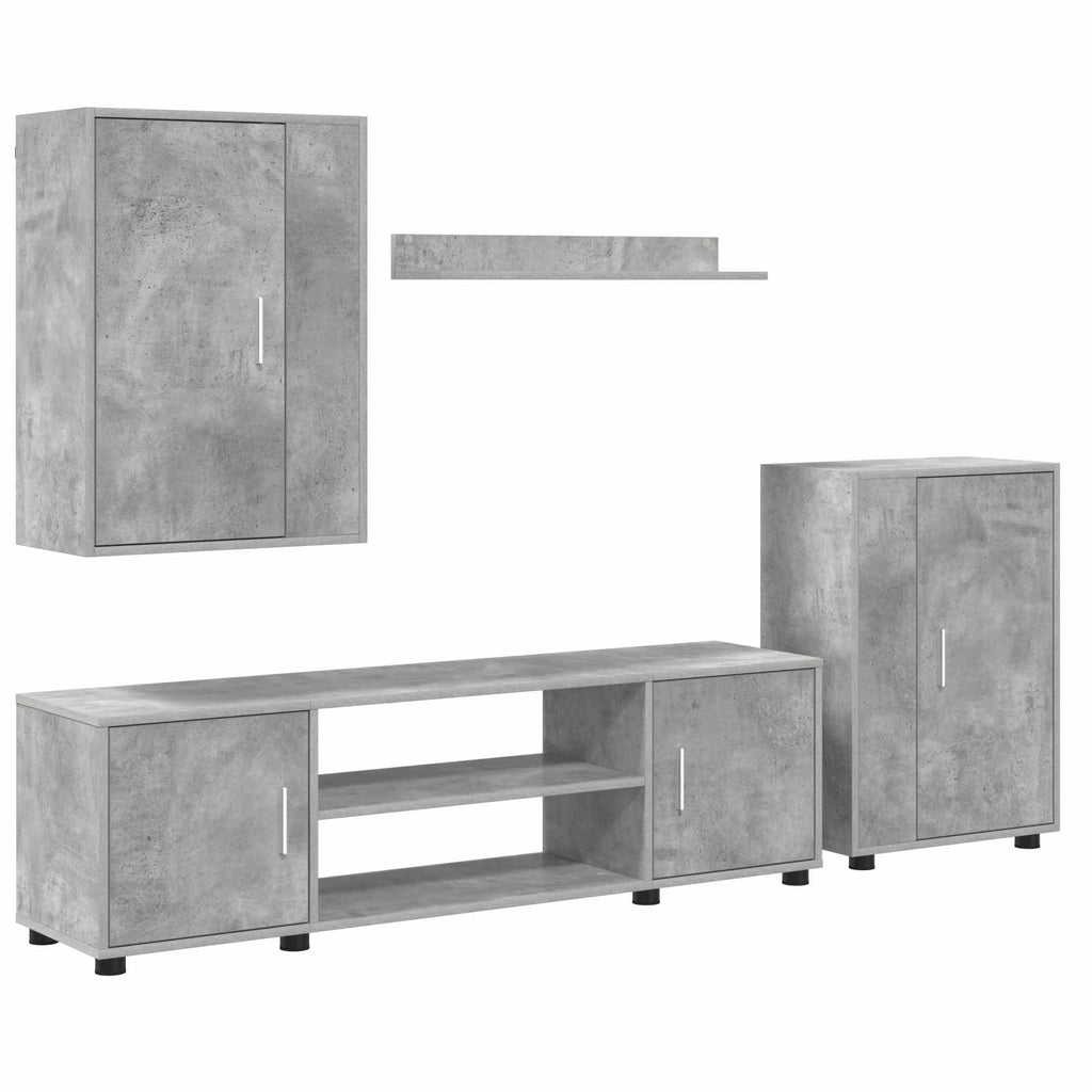 Conjunto de mueble de TV 4 pcs Gris Concreto