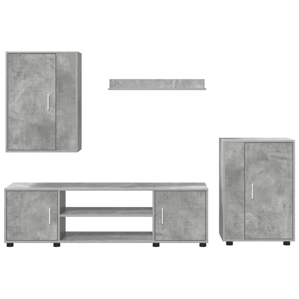 Conjunto de mueble de TV 4 pcs Gris Concreto