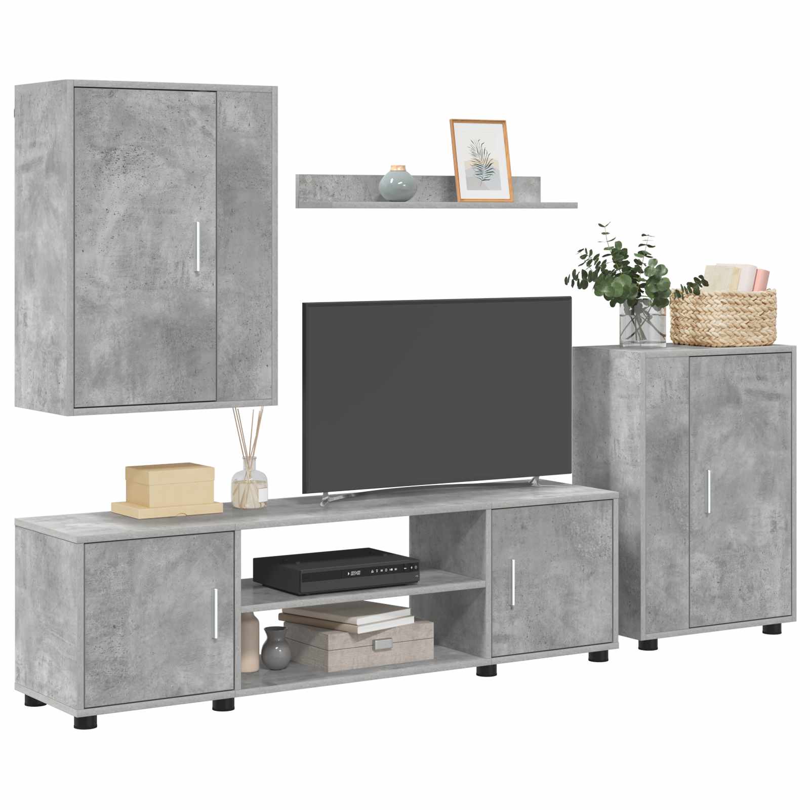 Conjunto de mueble de TV 4 pcs Gris Concreto