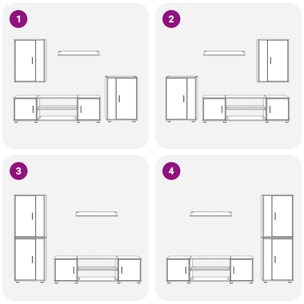 Conjunto de mueble de TV 4 pcs Gris Concreto