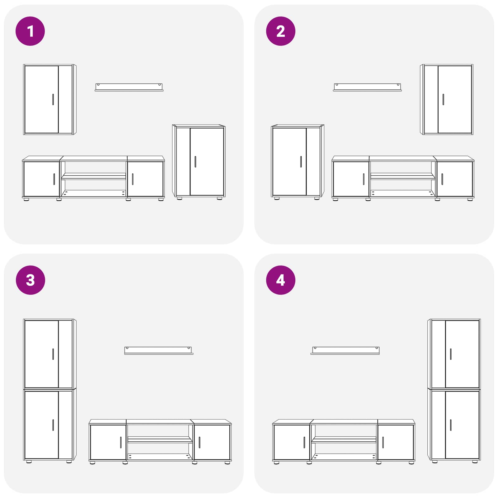 Conjunto de mueble de TV 4 pcs Gris Concreto